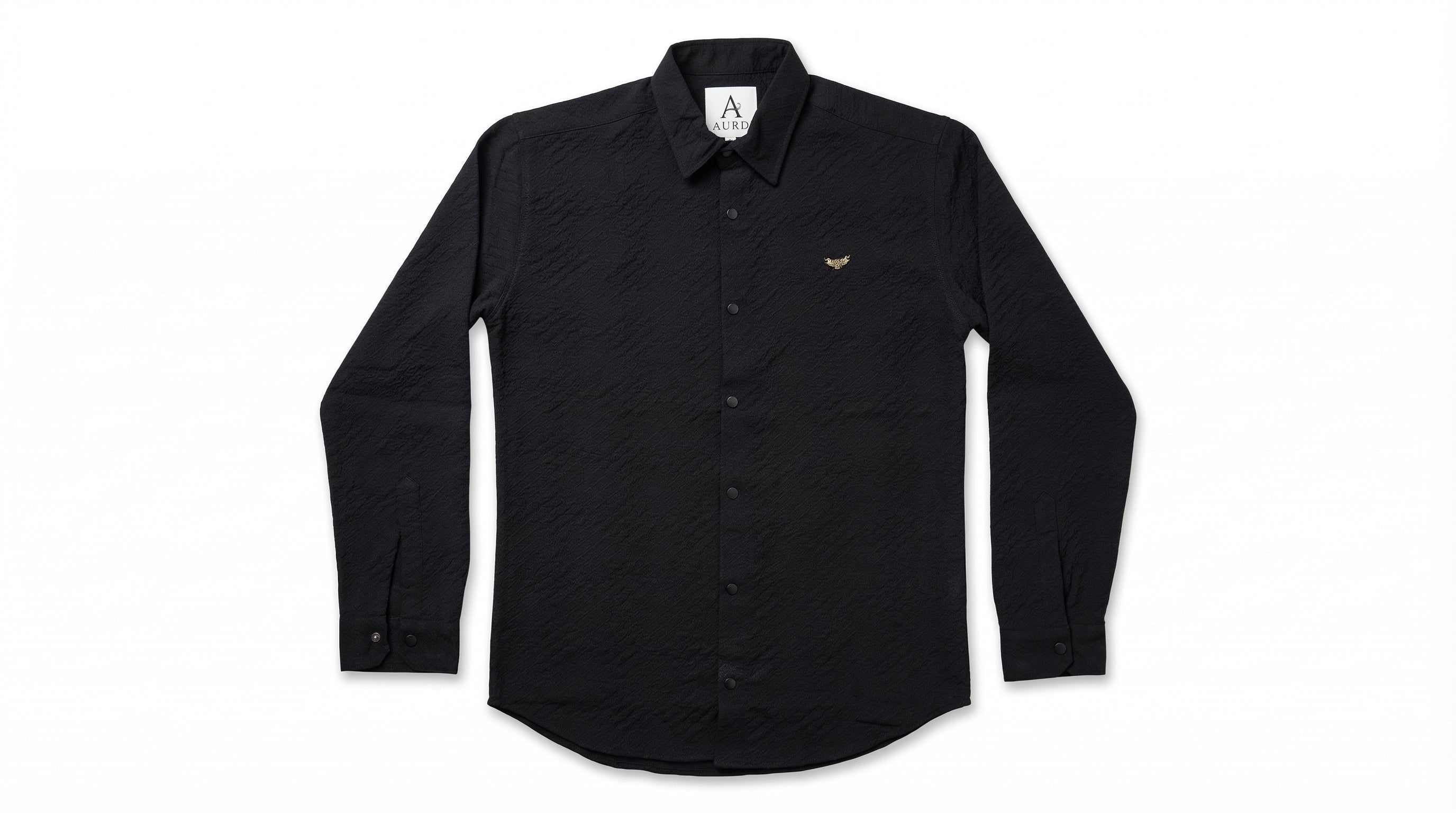 AUREN Black Textured Casual Shirt