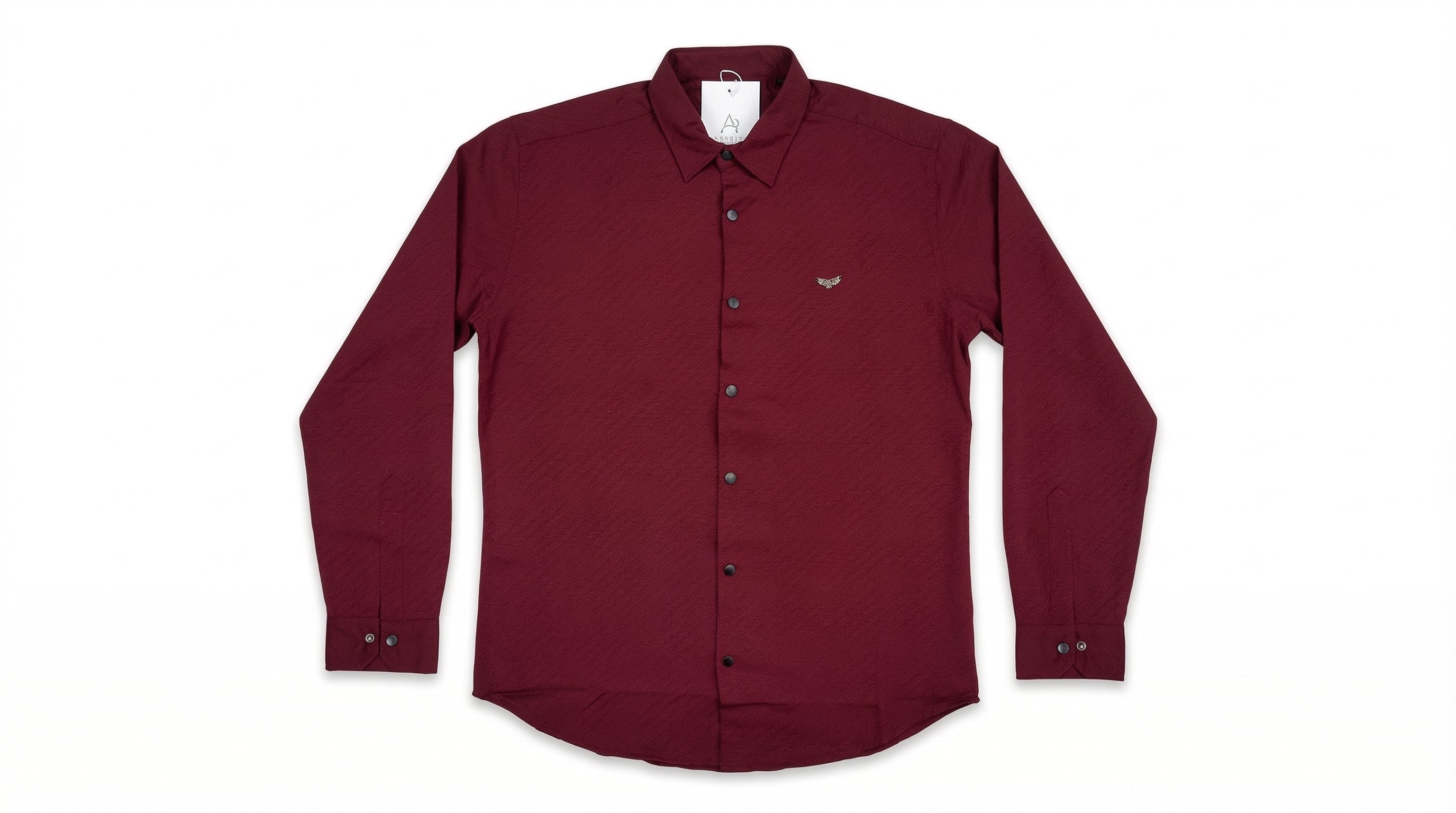AUREN Red Textured Casual Shirt