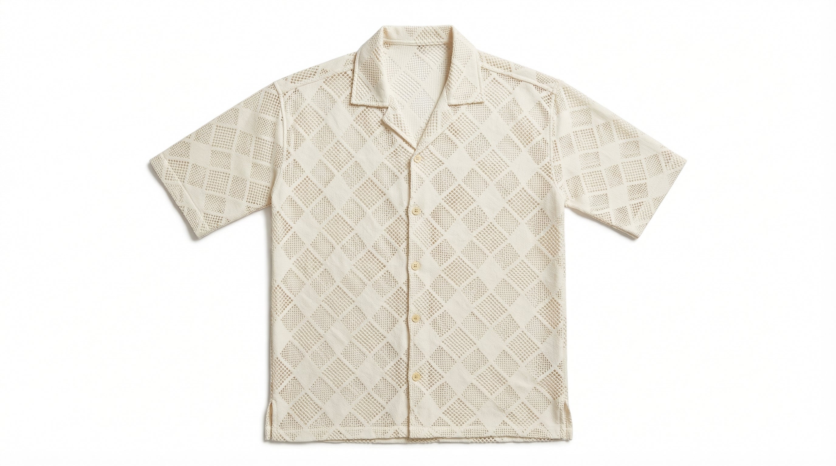 AUREN Ivory Diamond Textured Resort Shirt – Premium Summer Casual