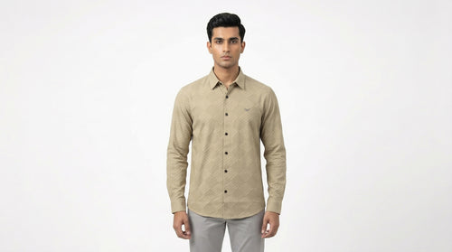 AUREN Beige Textured Casual Shirt