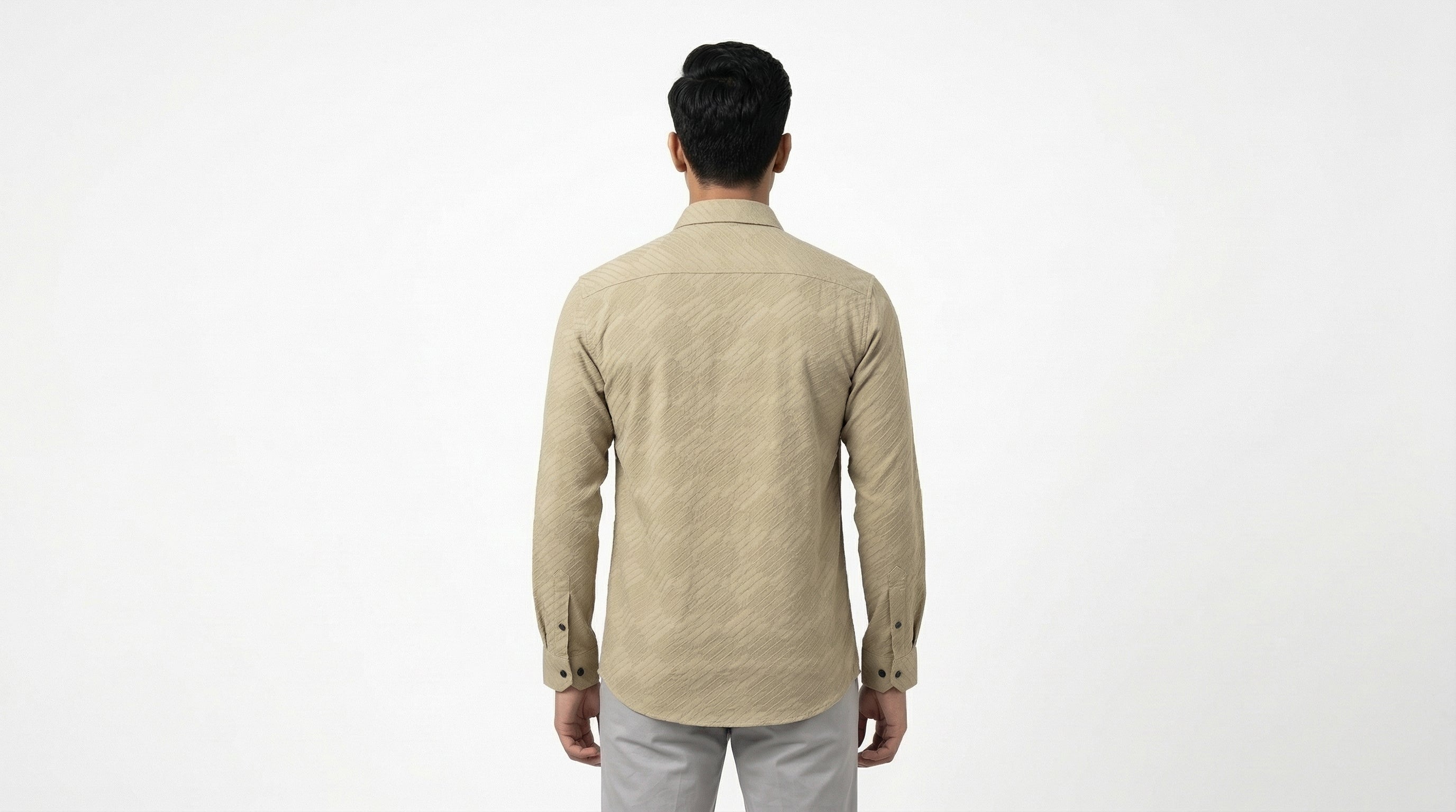 AUREN Beige Textured Casual Shirt