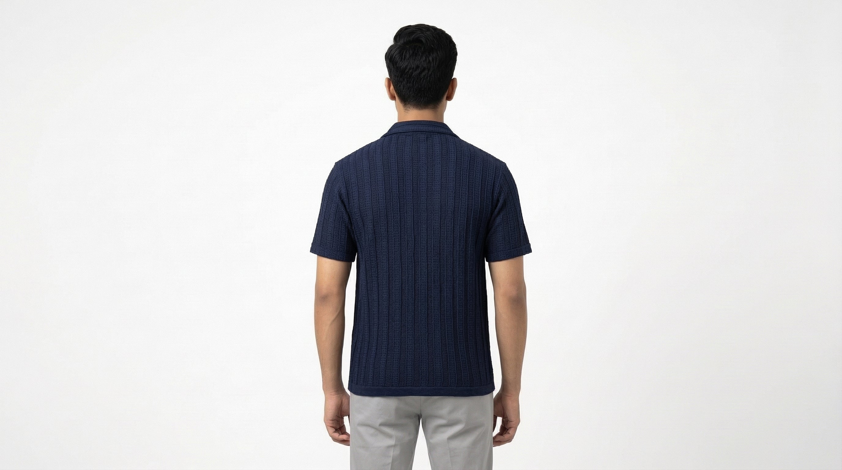 AUREN Self-Print Striped Resort Shirt – Premium Summer Casual – Navy