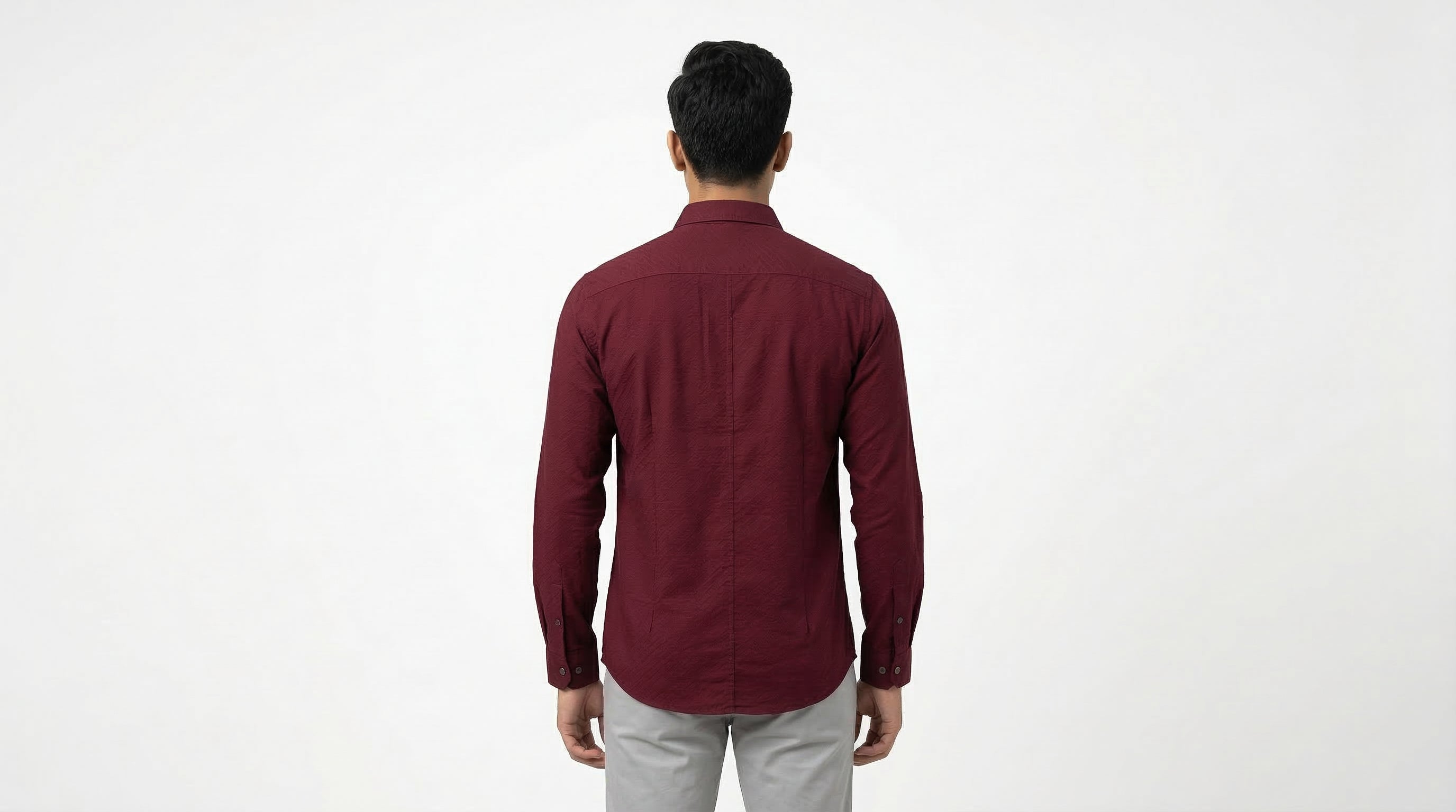 AUREN Red Textured Casual Shirt