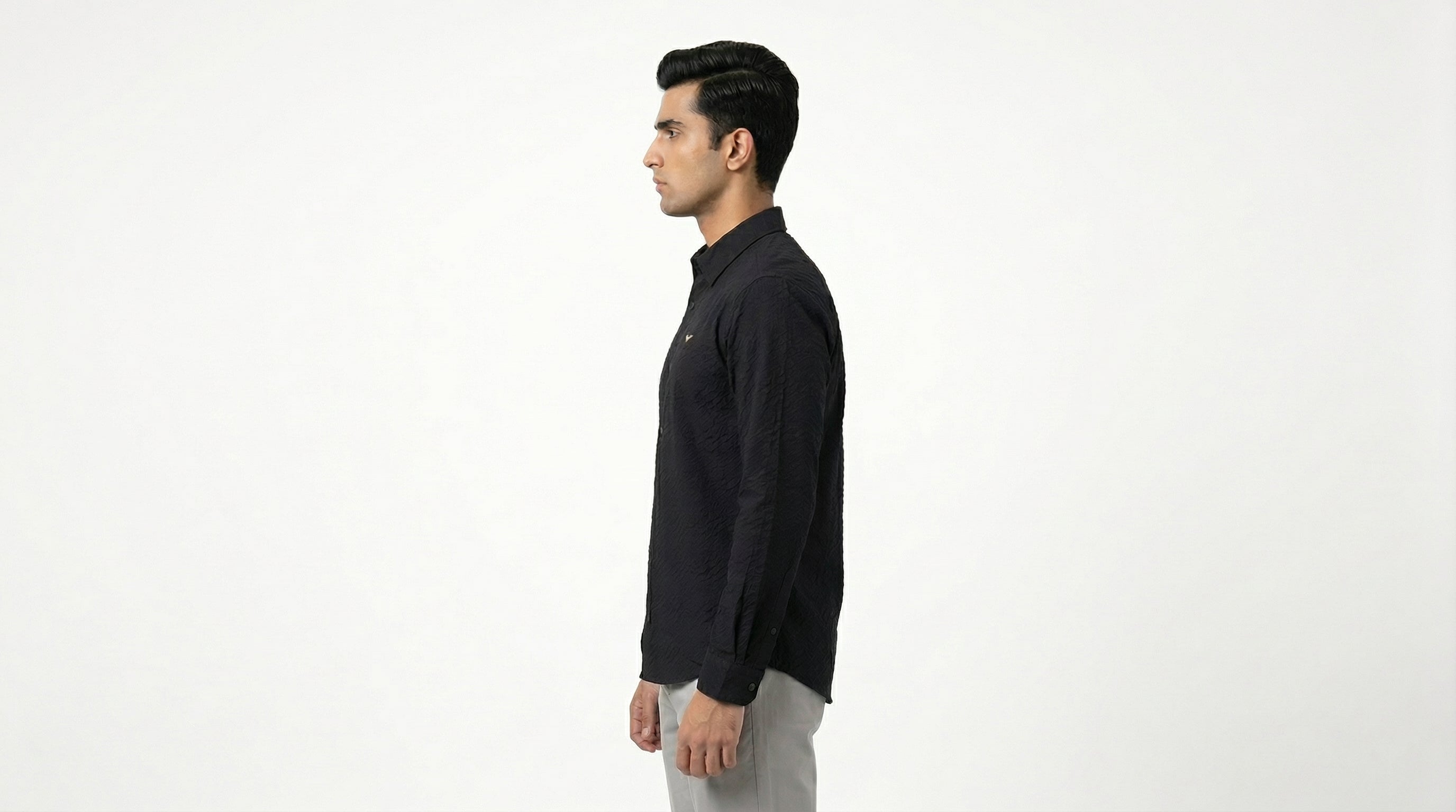 AUREN Black Textured Casual Shirt