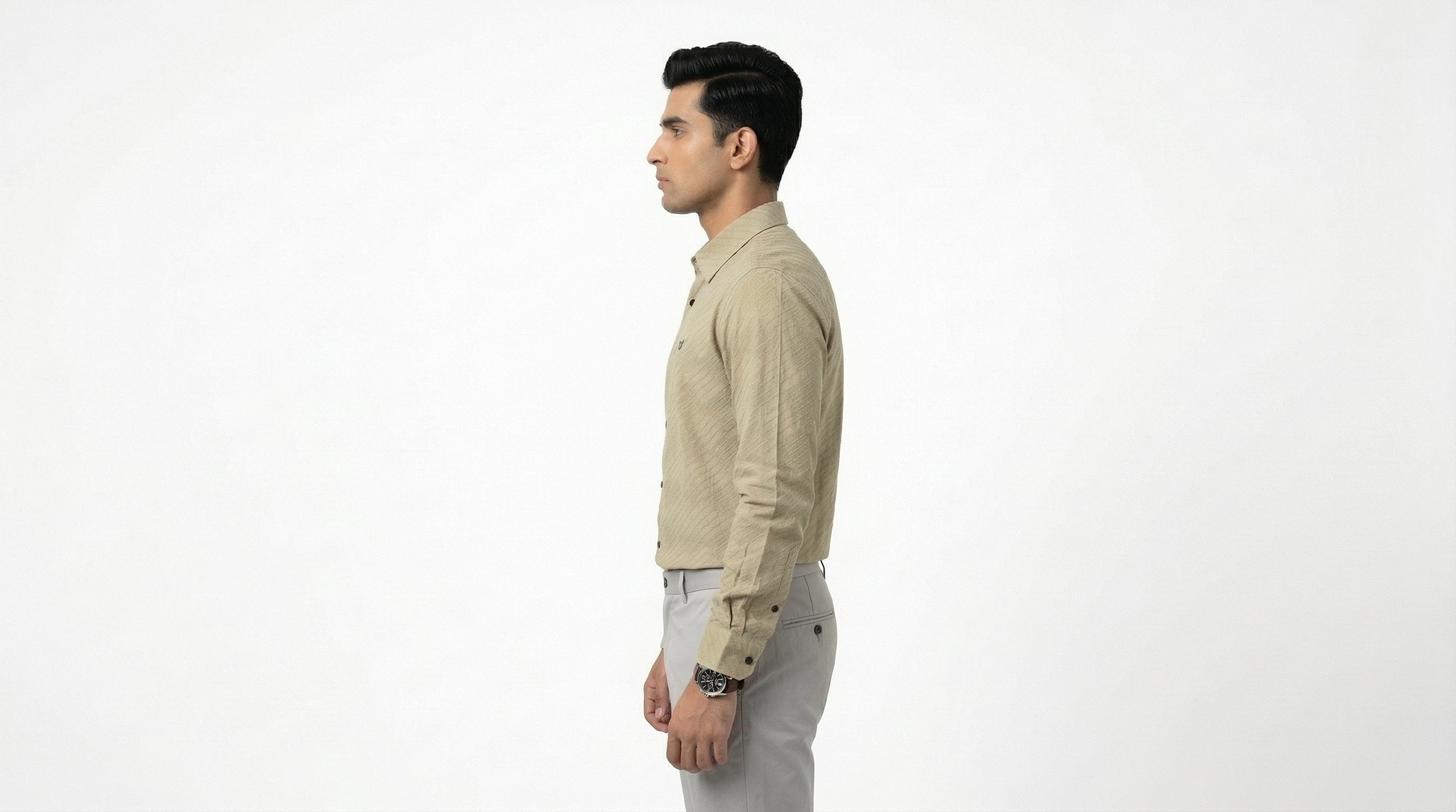 AUREN Beige Textured Casual Shirt