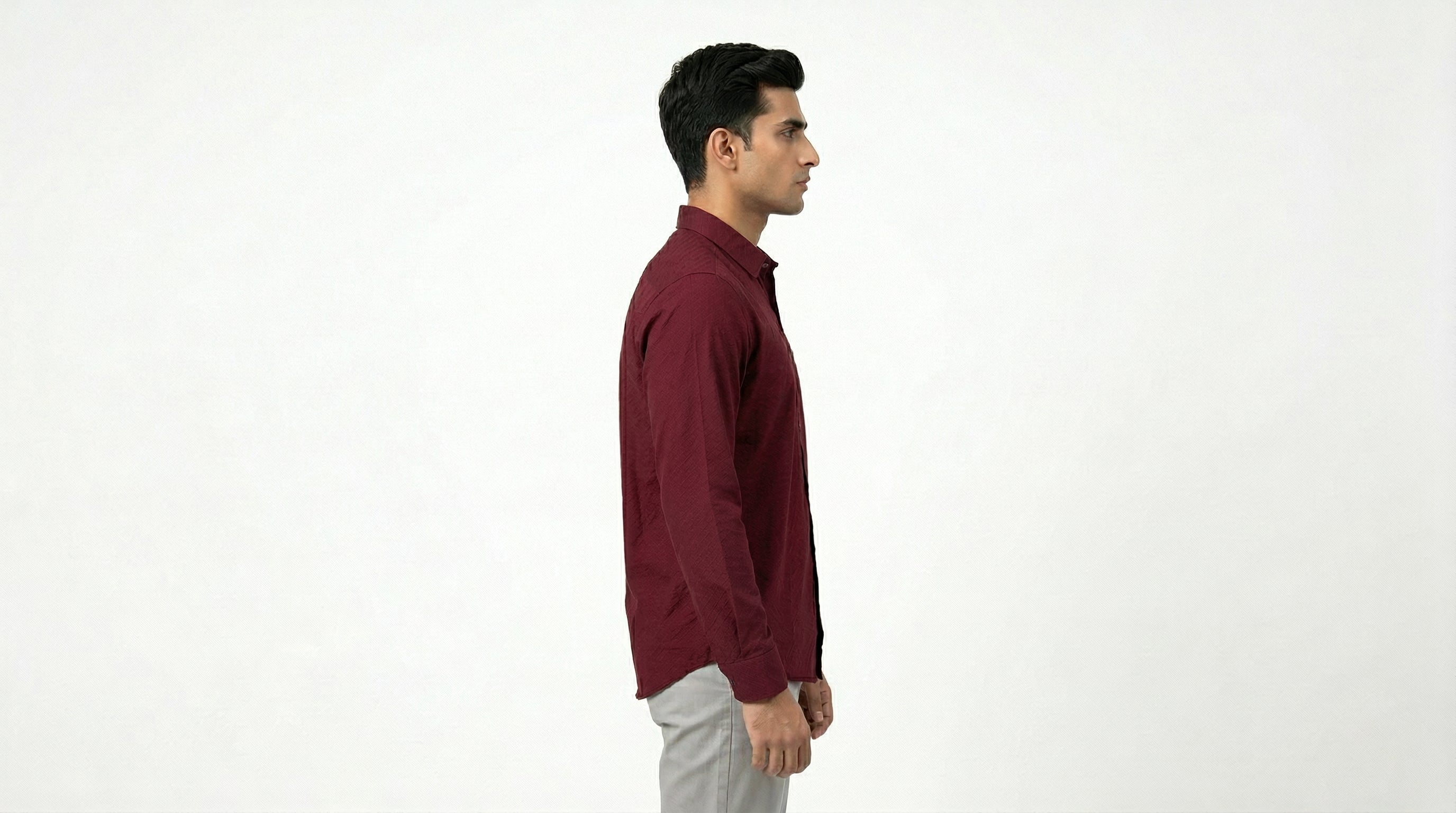 AUREN Red Textured Casual Shirt