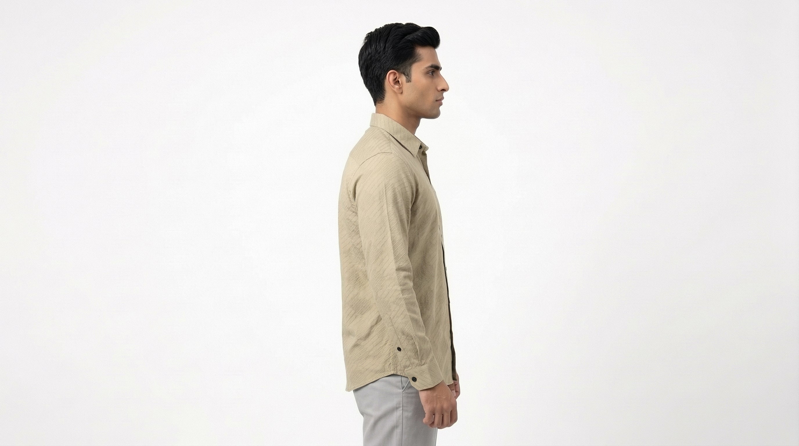 AUREN Beige Textured Casual Shirt