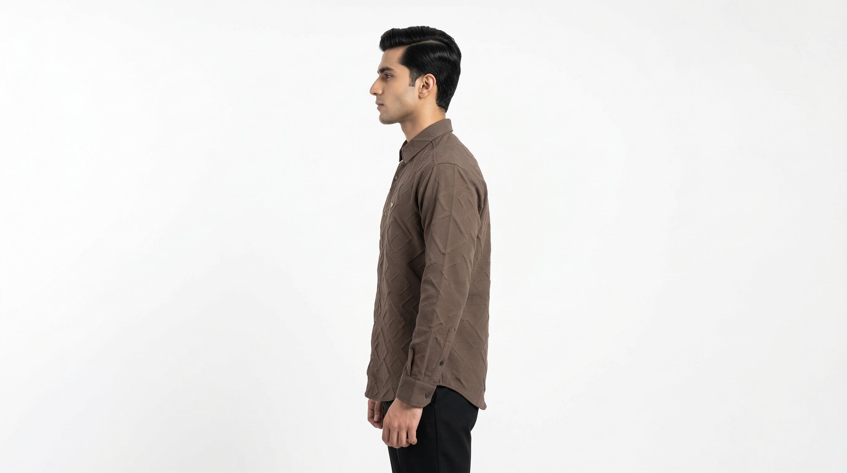 AUREN Brown Textured Casual Shirt