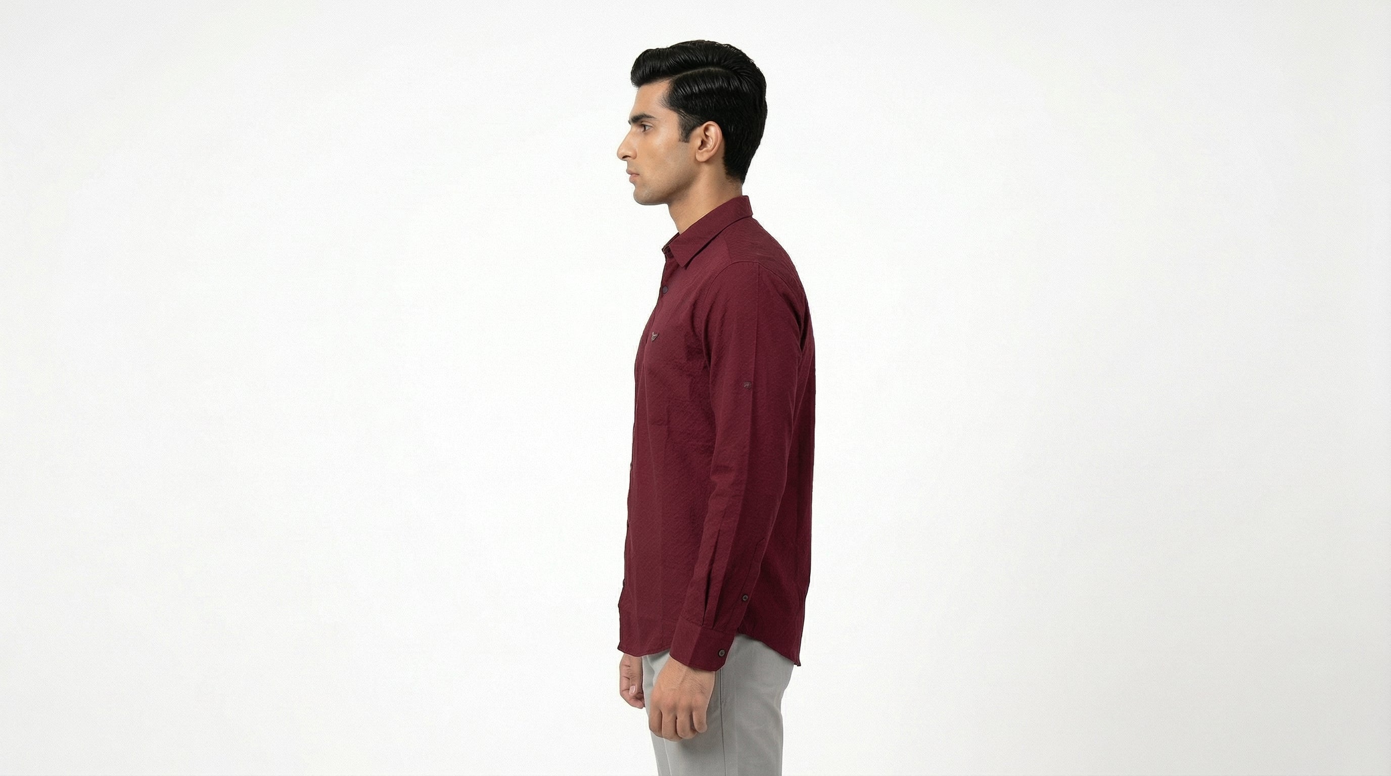 AUREN Red Textured Casual Shirt