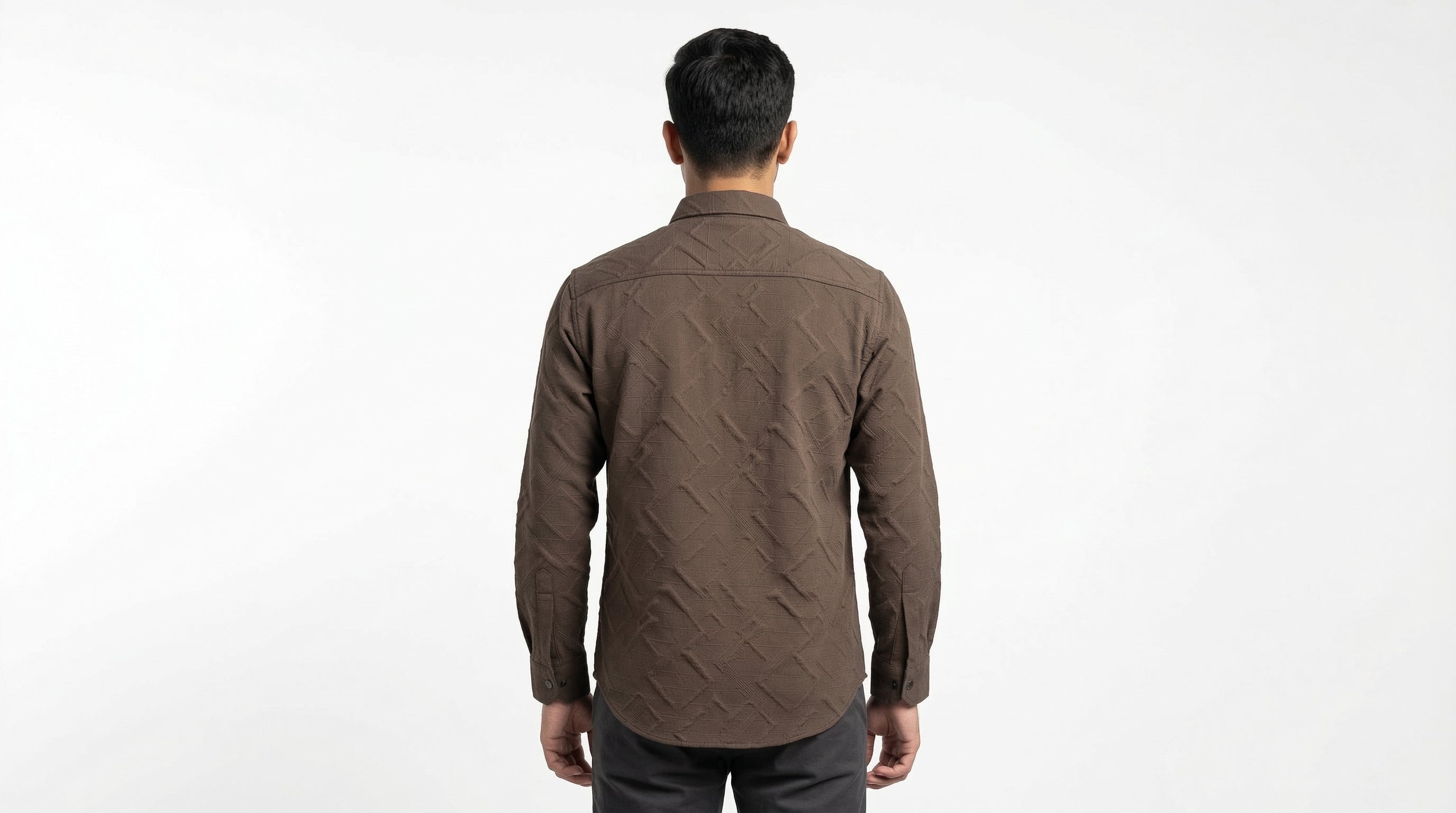 AUREN Brown Textured Casual Shirt