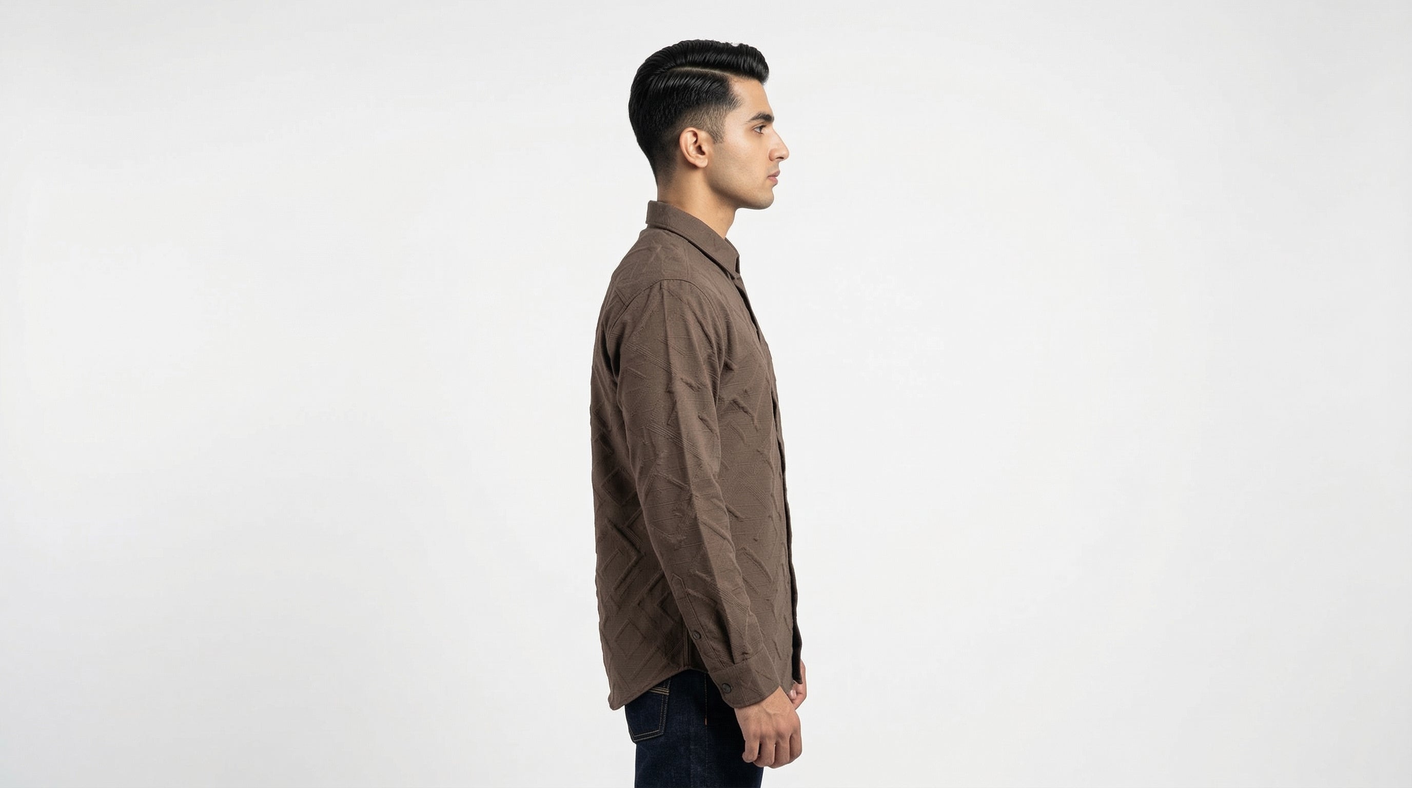 AUREN Brown Textured Casual Shirt