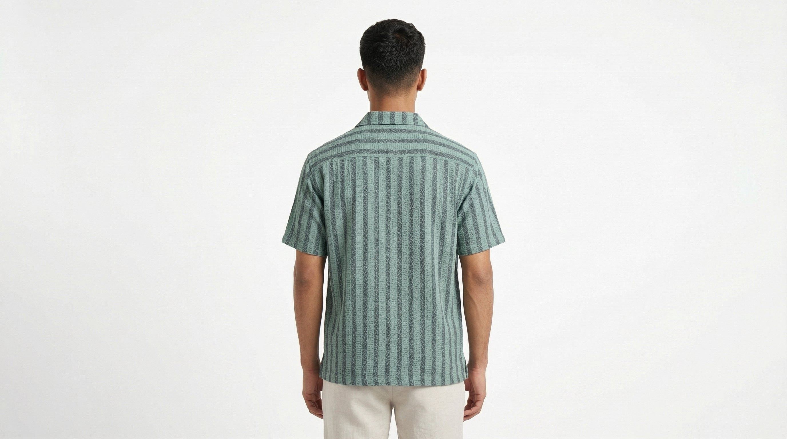 AUREN Self-Print Striped Resort Shirt – Premium Summer Casual – Green